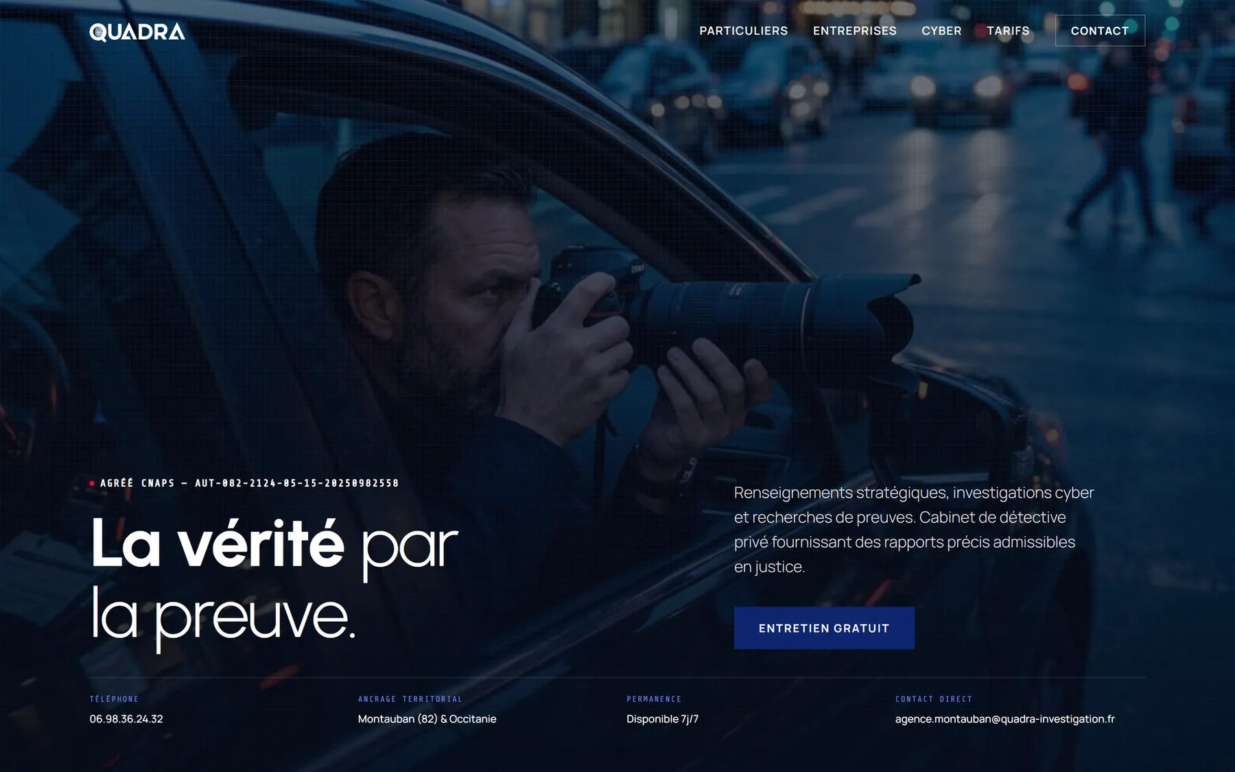 Quadra Investigation - Premium Services Spécialisés / Corporate Website Design and Development Showcase